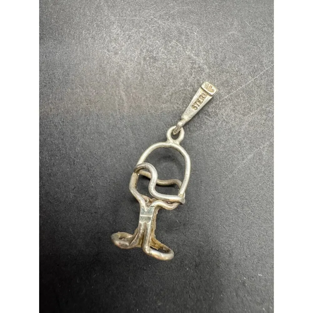 Vintage Signed Sterling Silver 925 Abstract Modernist Charm Pendant 0.43